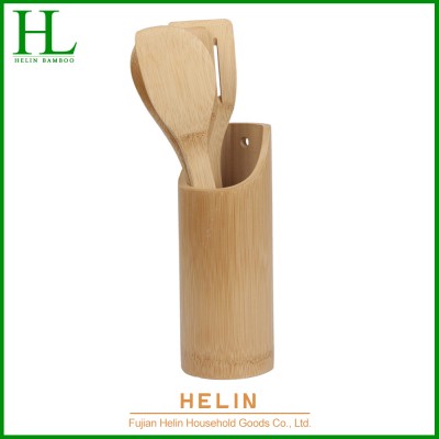 Bamboo cooking set/utensil set with round holder