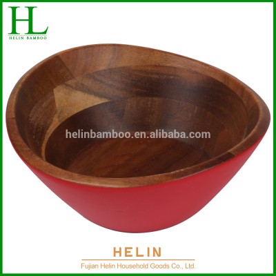 100% natural oval acacia wood salad bowl big