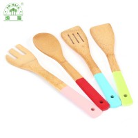 2017 Amazon hot selling top quality organic bamboo cooking utensil set